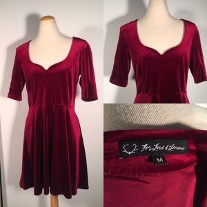 For Love And Lemons Valentines Red Velvet Dress M